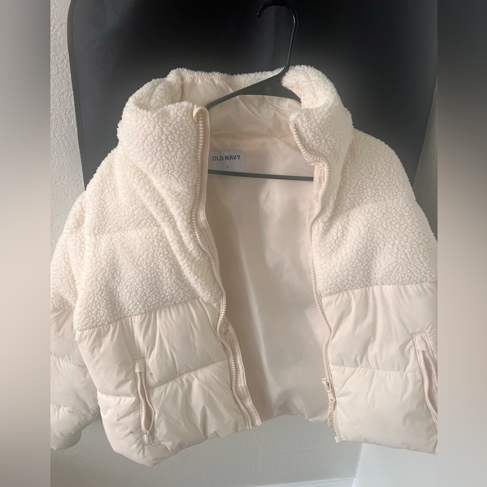 White puffer coat